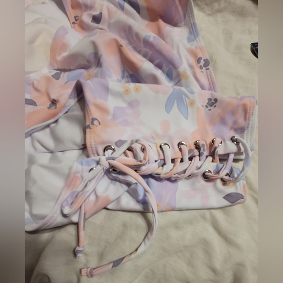 NWT MATERNITY 2 PIECE REVERSIBLE BIKINI SIDE TIE ADJUSTABLE WOMENS LARGE - Picture 7 of 9